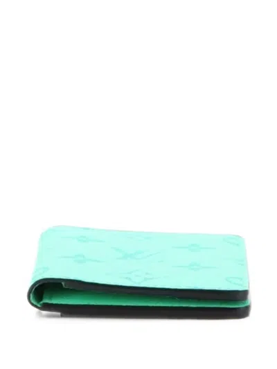 Pre-owned Louis Vuitton Pocket Organizer Monogram Taigarama Small Wallets In Green