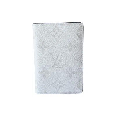 Pre-owned Louis Vuitton Pocket Organizer Monogram Taigarama White