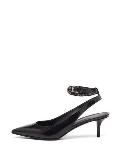 Pre-owned Louis Vuitton Pointed-toe Ribbon-strap Pumps In Black