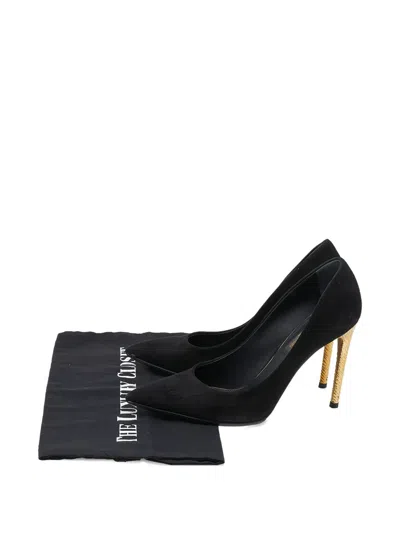 Pre-owned Louis Vuitton 90mm Pointed-toe Suede Heeled Pumps In Black