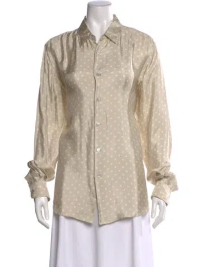 Pre-owned Louis Vuitton Polka Dot Print Long Sleeve Blouse In Neutral