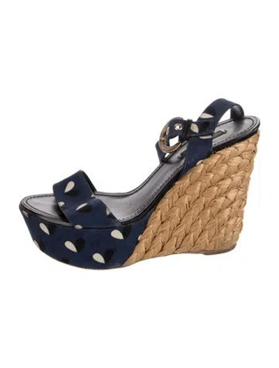 Pre-owned Louis Vuitton Polka Dot Print Sandals In Blue