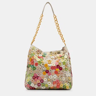 Pre-owned Louis Vuitton Polka Dots Fleurs Morgane Shoulder Bag In Beige