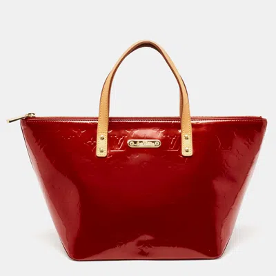 Pre-owned Louis Vuitton Pomme D'amour Monogram Vernis Bellevue Pm Bag In Red