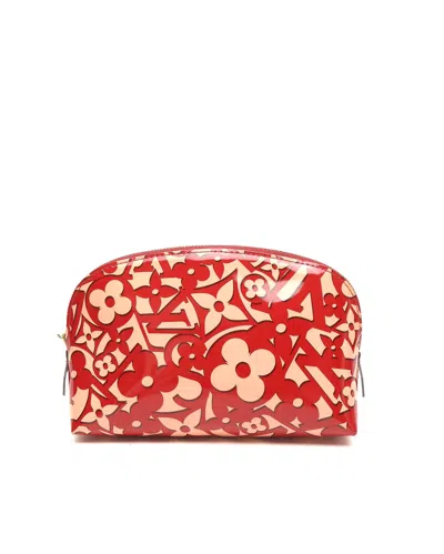 Pre-owned Louis Vuitton Pomme D'amour Sweet Monogram Vernis Cosmetic Pouch In Red