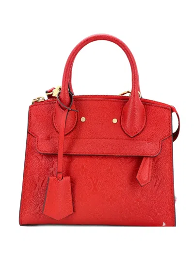 Pre-owned Louis Vuitton Pont Neuf Handbag Monogram Empreinte Leather Mini Satchel In Red