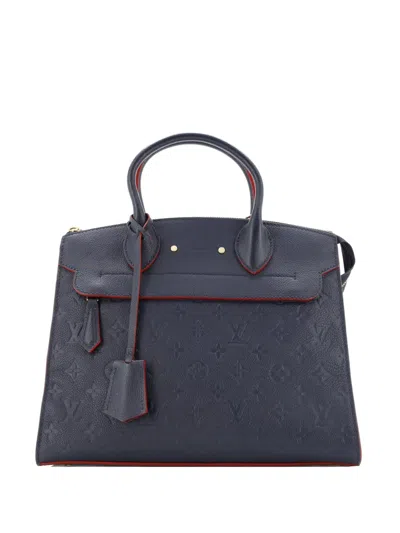 Pre-owned Louis Vuitton Pont Neuf Handbag Monogram Empreinte Leather Mm Satchel In Blue