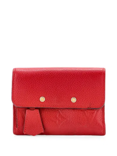 Pre-owned Louis Vuitton Pont Neuf Wallet Monogram Empreinte Leather Compact Small Wallets In Red