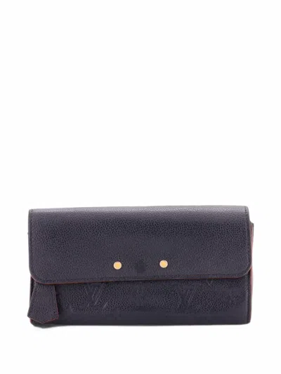 Pre-owned Louis Vuitton Pont Neuf Wallet Monogram Empreinte Leather Long Small Wallets In Blue