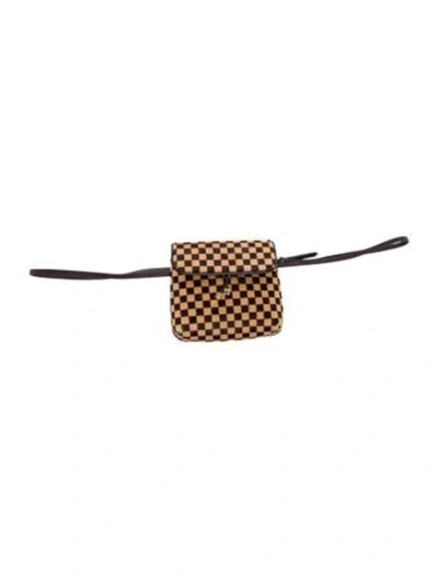 Pre-owned Louis Vuitton Ponyhair Damier Sauvage Gazelle Pochette In Neutral