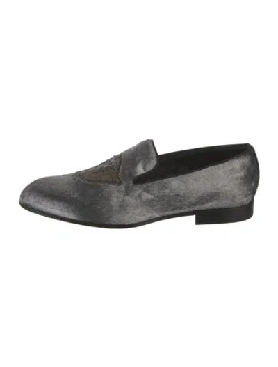 Pre-owned Louis Vuitton Ponyhair Printed Loafers In Gray
