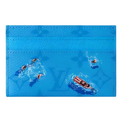 Pre-owned Louis Vuitton Pool Double Card Case 'blue Lagoon'