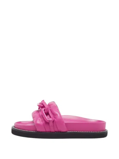 Pre-owned Louis Vuitton Pool Pillow Chain-link Slides In Pink