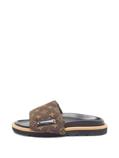 Pre-owned Louis Vuitton Pool Pillow Monogram Slide Sandals In Brown