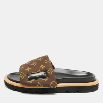 Pre-owned Louis Vuitton Pool Pillow Size 40 Brown Monogram Comfort Nylon Slide Sandals