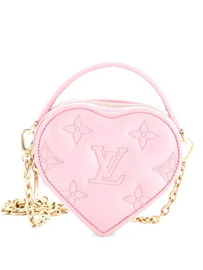 Pre-owned Louis Vuitton Pop My Heart Pouch Bag Bubblegram Leather Crossbody Bag In Pink