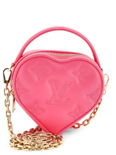 Pre-owned Louis Vuitton Pop My Heart Pouch Bag Bubblegram Leather Crossbody Bag In Pink