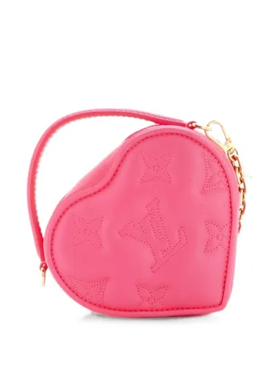 Pre-owned Louis Vuitton Pop My Heart Pouch Bag Bubblegram Leather Crossbody Bag In Pink