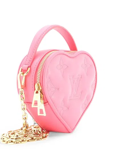 Pre-owned Louis Vuitton Pop My Heart Pouch Bag Bubblegram Leather Crossbody Bag In Pink