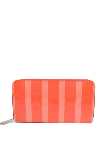 Pre-owned Louis Vuitton Poppy Rayures Wallet In Red
