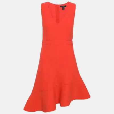 Pre-owned Louis Vuitton Poppy Wool Sleeveless Mini Dress S In Orange