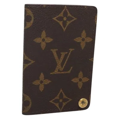 Pre-owned Louis Vuitton Porte Cartes Pression Card Case Monogram Canvas Brown Canvas Card Holders Accessory (p