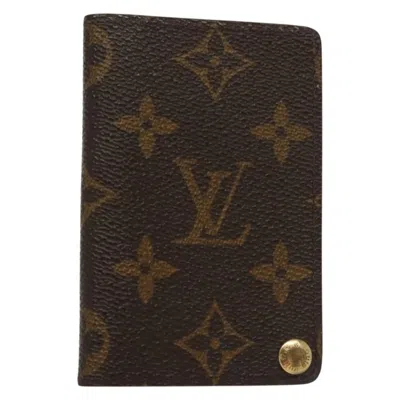 Pre-owned Louis Vuitton Porte Cartes Pression Card Case Monogram Canvas Brown Canvas Card Holders Accessory (p