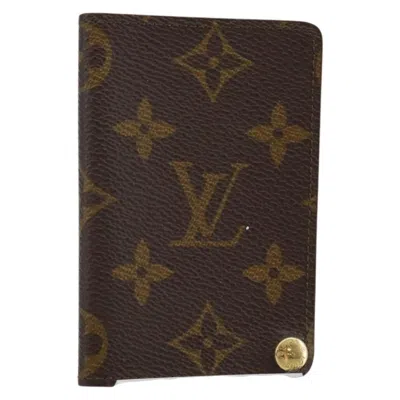 Pre-owned Louis Vuitton Porte Cartes Pression Card Case Monogram Canvas Brown Canvas Card Holders Accessory (p
