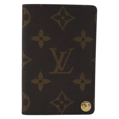 Pre-owned Louis Vuitton Porte Cartes Pression Card Case Monogram Canvas Brown Canvas Card Holders Accessory (p
