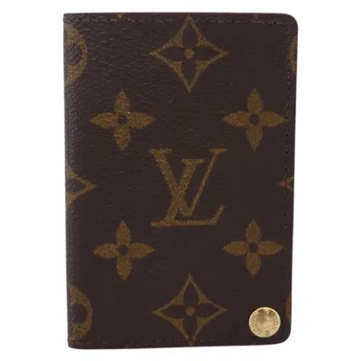 Pre-owned Louis Vuitton Porte Cartes Pression Card Case Monogram Canvas Brown Canvas Card Holders Accessory (p