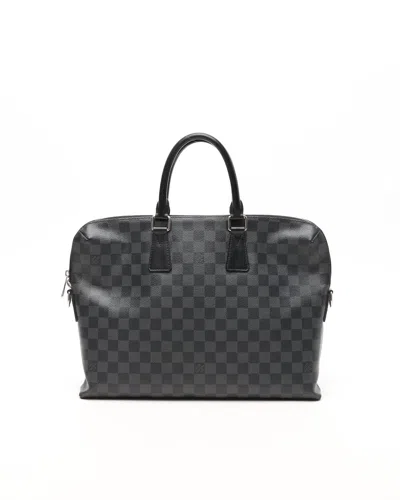Pre-owned Louis Vuitton Porte Document Damier Graphite Jour Business Bag In Black