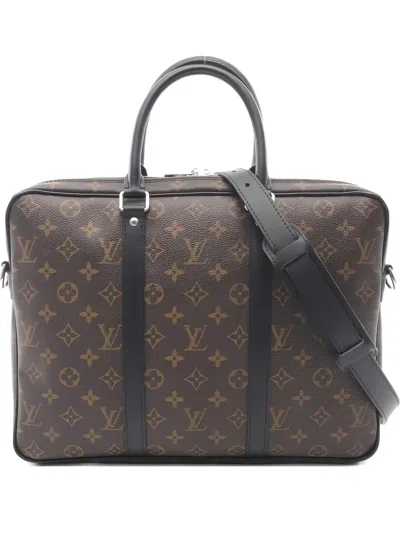 Pre-owned Louis Vuitton Porte Documents Voyage Pm Two-way Briefcase In Brown