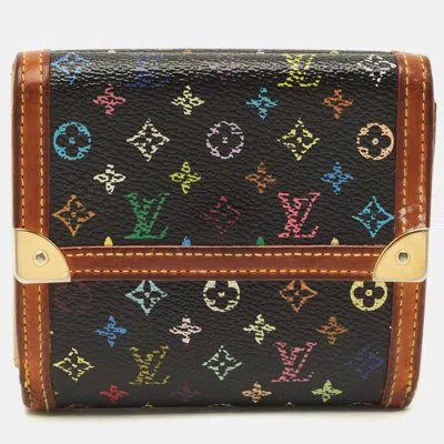 Pre-owned Louis Vuitton Porte-monnaie Billets Black Multicolor Monogram Canvas Wallet