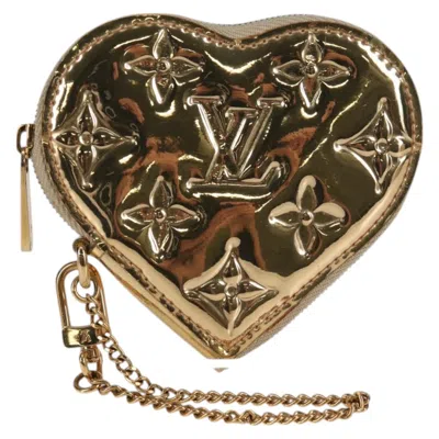 Pre-owned Louis Vuitton Porte Monnaie Coeur Gold Patent Leather Wallet  ()