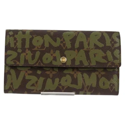 Pre-owned Louis Vuitton Porte Monnaie Credit Khaki Canvas Wallet  () In Brown