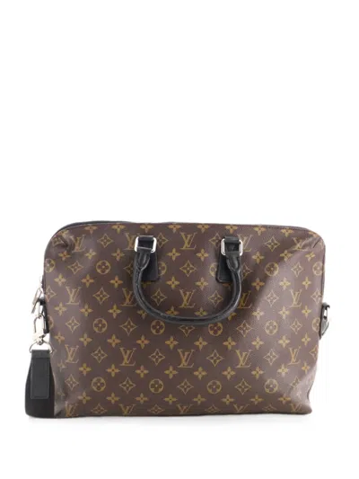 Pre-owned Louis Vuitton Porte-documents Jour Bag Macassar Monogram Canvas Business Bag In Brown