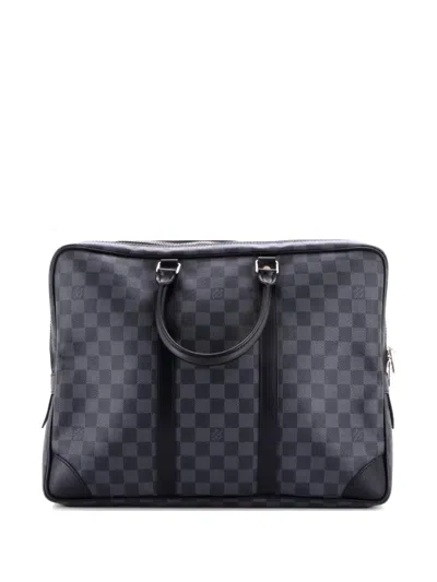 Pre-owned Louis Vuitton Porte-documents Voyage Briefcase Damier Graphite Business Bag In Black
