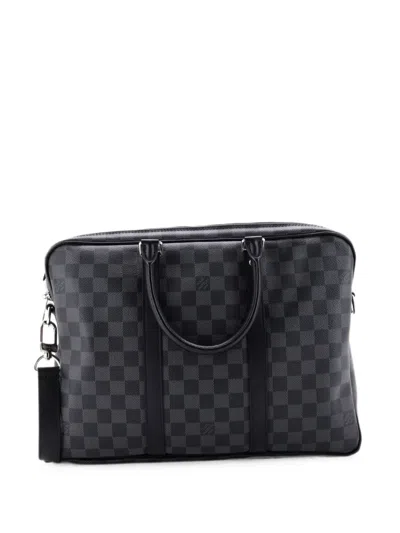 Pre-owned Louis Vuitton Porte-documents Voyage Briefcase Damier Graphite Pm Business Bag In Black