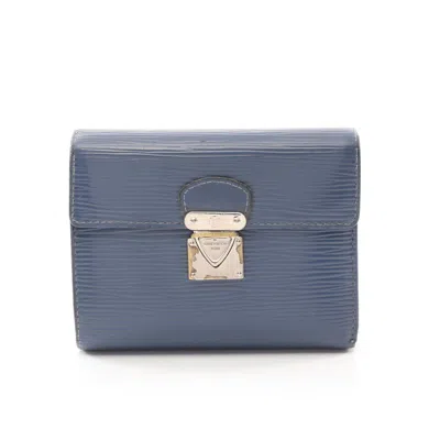 Pre-owned Louis Vuitton Portefeuil Koala Myrtille Trifold Wallet Leather Blue