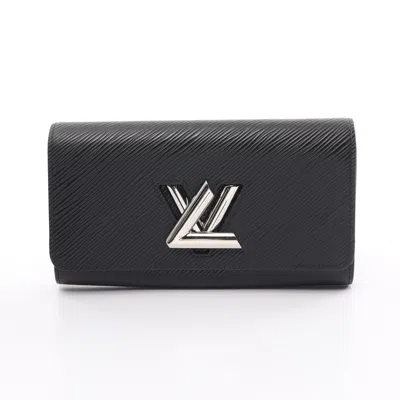 Pre-owned Louis Vuitton Portefeuil Twist Epi Noir Bi-fold Long Wallet Leather In Black