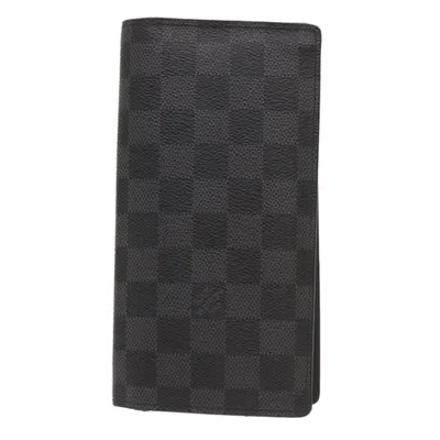 Pre-owned Louis Vuitton Portefeuille Brazza Canvas Wallet () In Black