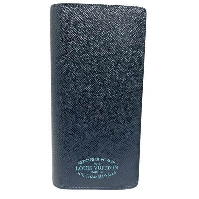 Pre-owned Louis Vuitton Portefeuille Brazza Leather Wallet () In Blue