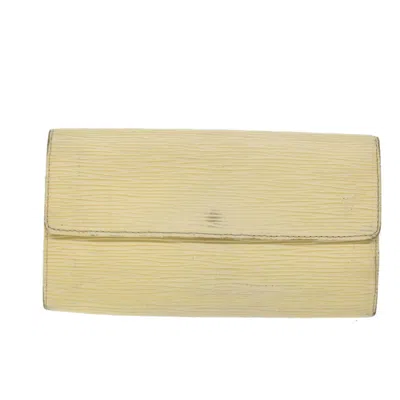 Pre-owned Louis Vuitton Portefeuille Ecru Leather Wallet  () In Sand