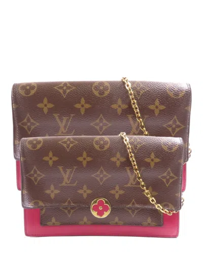 Pre-owned Louis Vuitton Portefeuille Flore Monogram Crossbody Bag In Brown