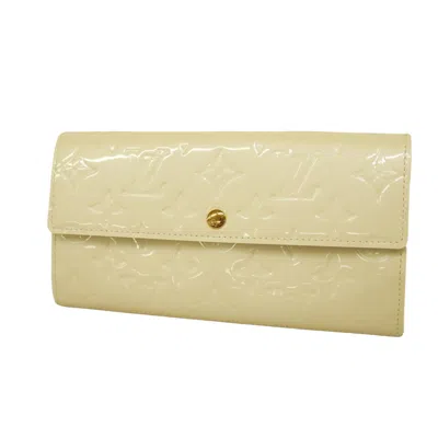 Pre-owned Louis Vuitton Portefeuille Sarah Beige Patent Leather Wallet  ()