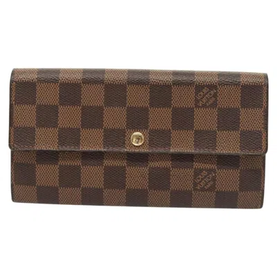 Pre-owned Louis Vuitton Portefeuille Sarah Canvas Wallet () In Sand