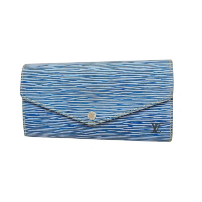Pre-owned Louis Vuitton Portefeuille Sarah Leather Wallet () In Blue