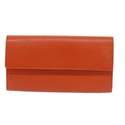 Pre-owned Louis Vuitton Portefeuille Sarah Leather Wallet () In Orange