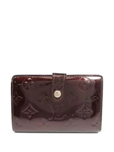 Pre-owned Louis Vuitton Portefeuille Viennois Monogram Vernis Wallet In Red
