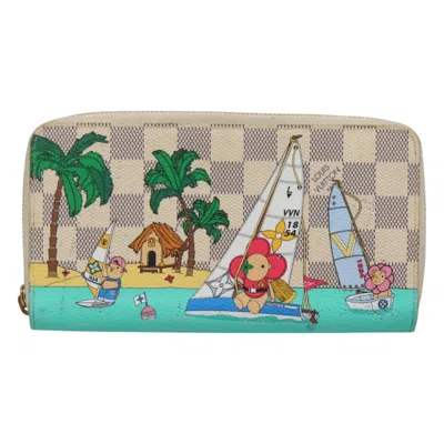 Pre-owned Louis Vuitton Portefeuille Zippy Canvas Wallet () In White